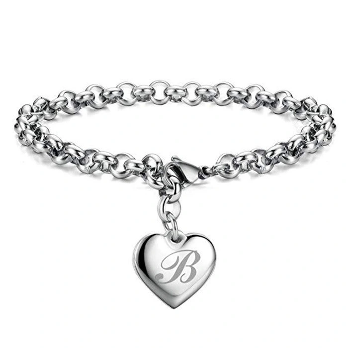 Women's Fashion Cursive 26-Letter Alphabet Heart Bracelet