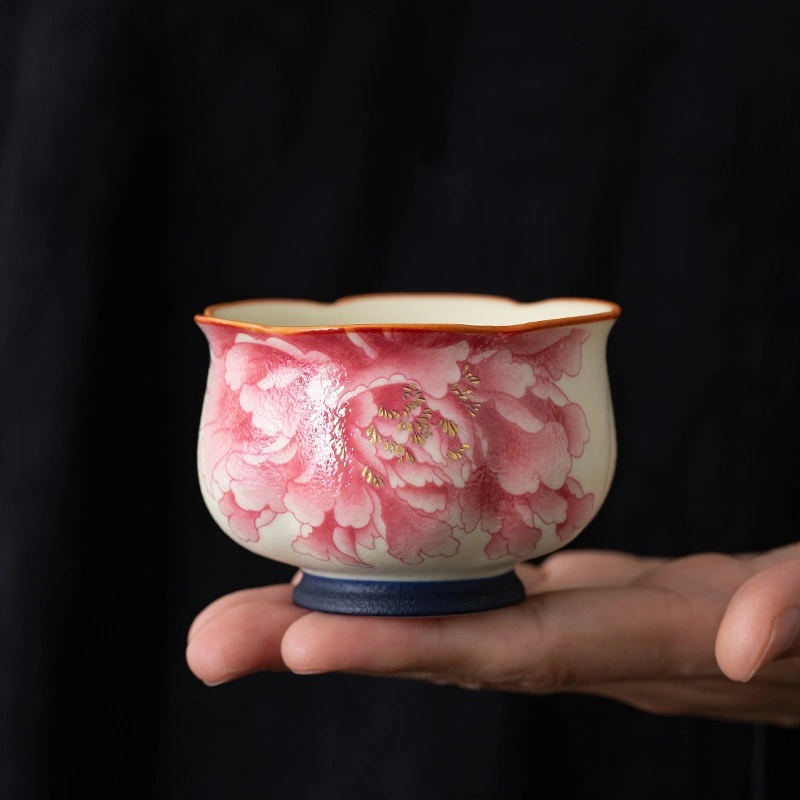 Peony Blue-and-white Porcelain Rock Mineral White Tea Cup Ceramic