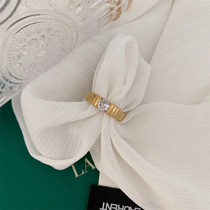 Womens Creative Minimalist Micro-Pave Diamond Ring