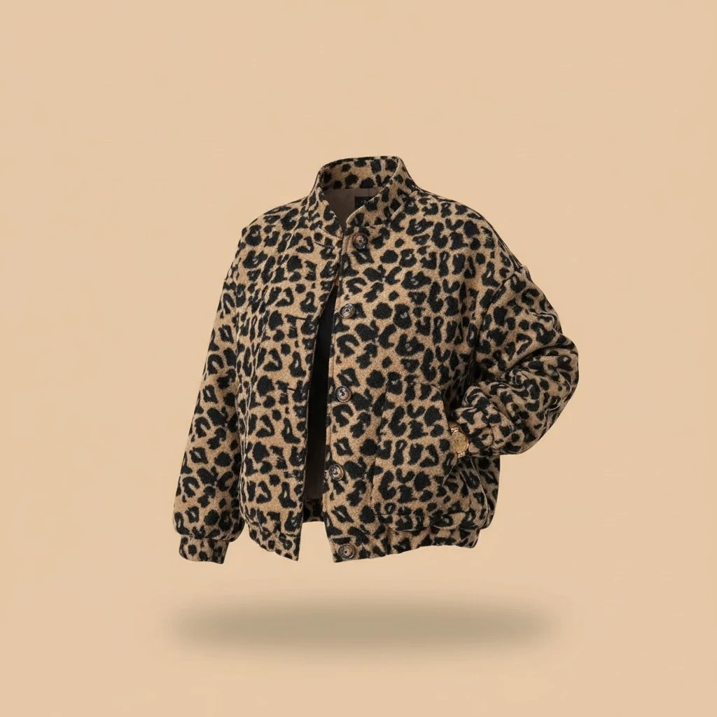 Spring And Autumn Vintage Leopard Print Jacket Coat For Women