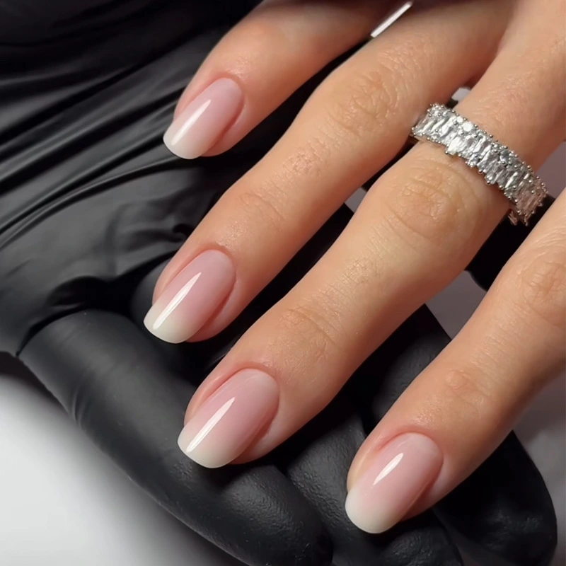 24-piece Gradient Powder Nail Tipsready-to-wear Removable Nail Extensions