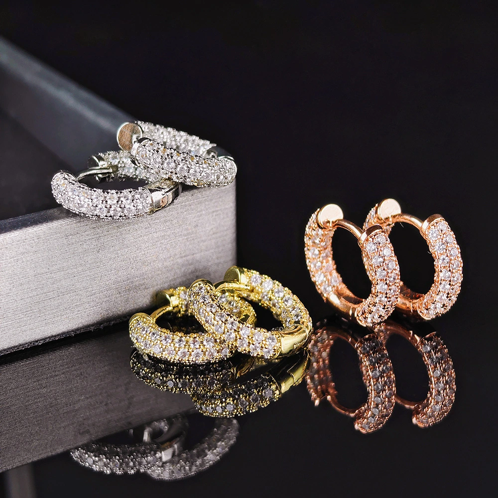 Womens Stylish OL Round Full-Zircon Hoop Earrings