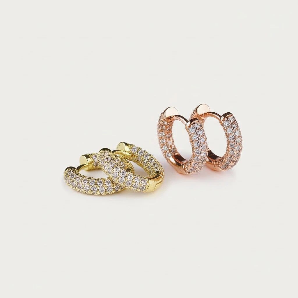 Womens Stylish OL Round Full-Zircon Hoop Earrings