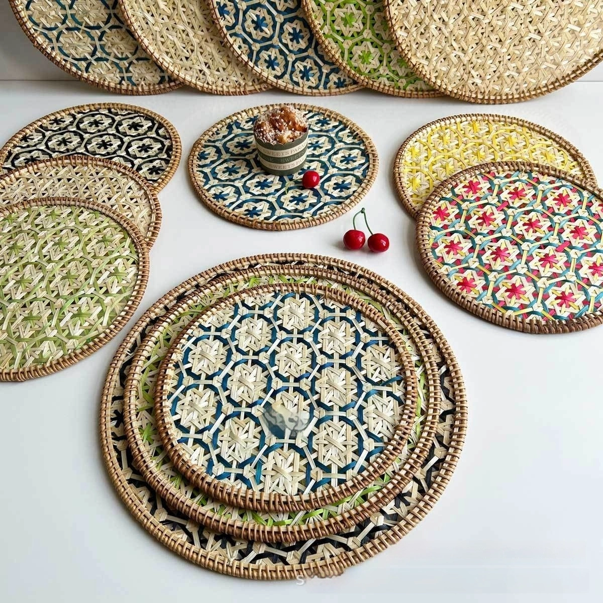 Vietnamese Rattan Coaster Bamboo Woven Heat-resistant Mat Dining Placemat Teapot Mat