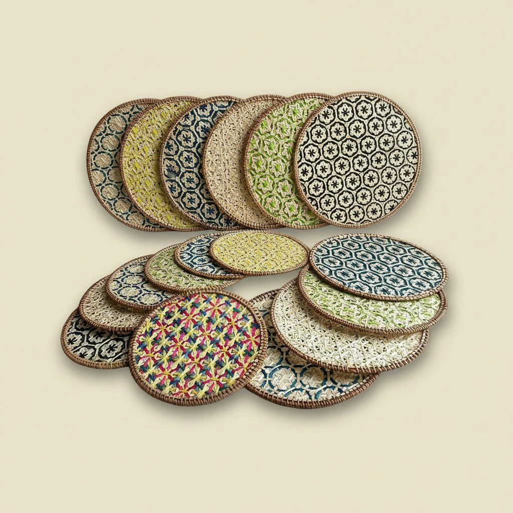 Vietnamese Rattan Coaster Bamboo Woven Heat-resistant Mat Dining Placemat Teapot Mat