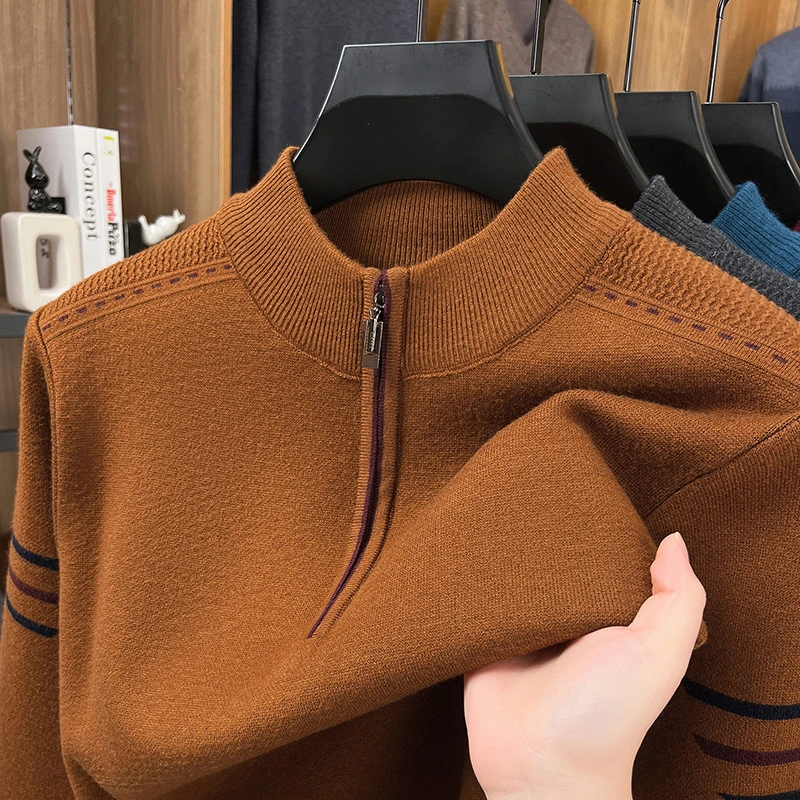 Mens New Mid-Season Winter Casual Thickened Half-Turtleneck Wool Sweater