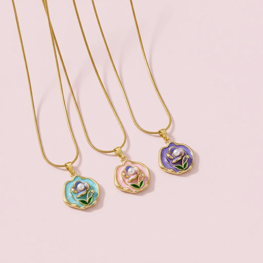 Enamel-flower Necklace For Women Sophisticated And Stylish