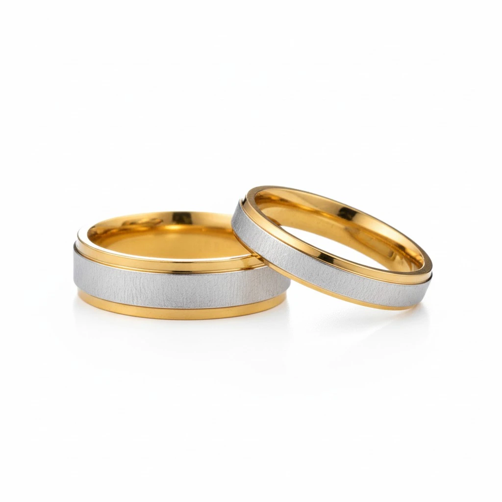 Stylish New Gold-mirror Finish Couple Rings