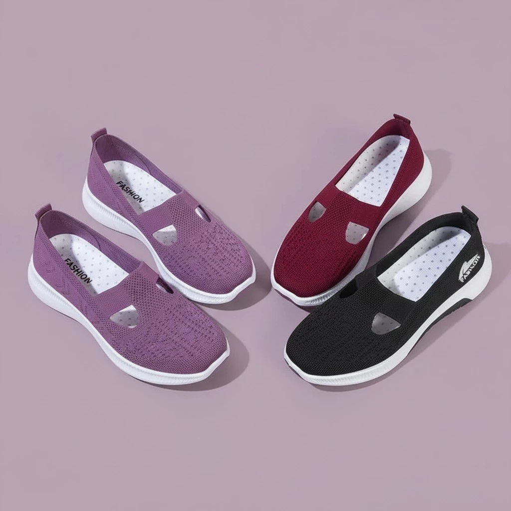 Women's Cloth Shoes Spring Style Soft Bottom Women's Casual Pumps Fly Woven Mesh Mom Shoes