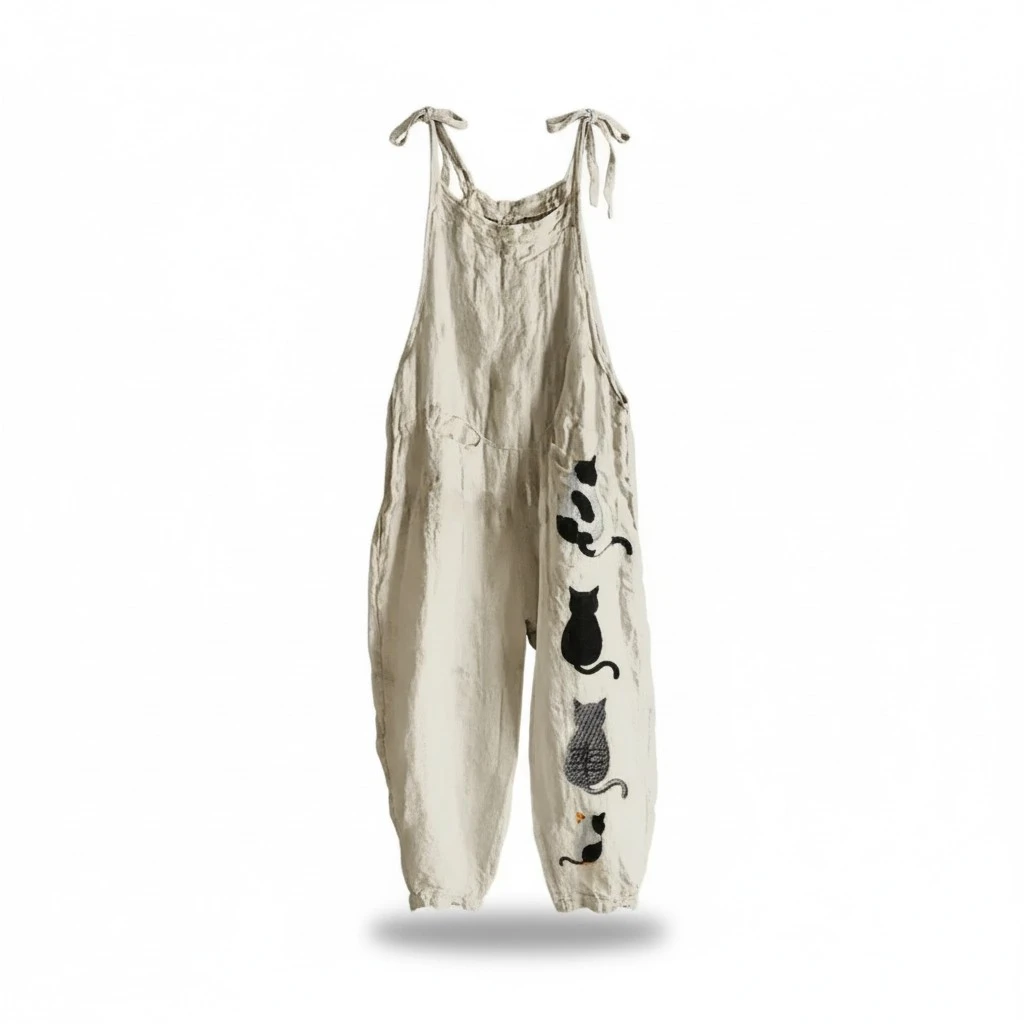 Sweet Little Print Retro Wide-leg Women's Jumpsuit