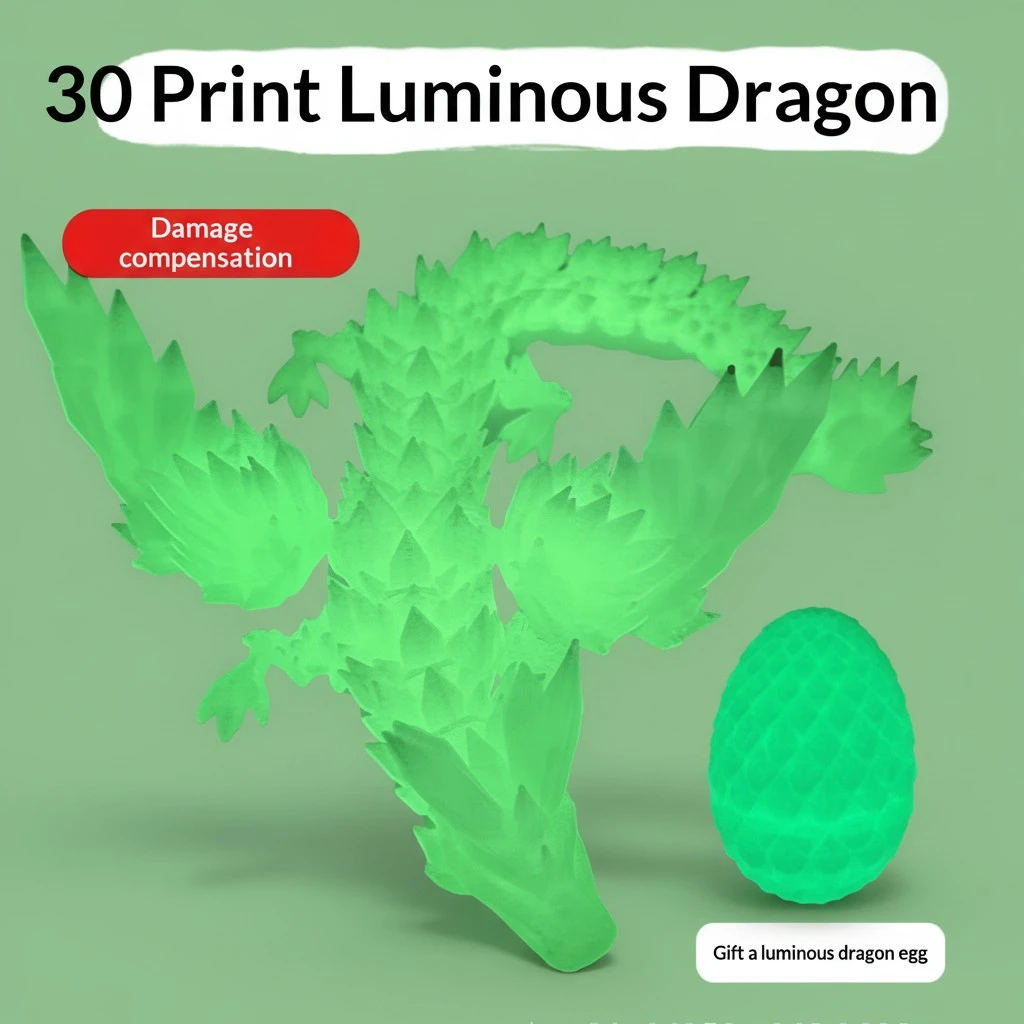 3D-printed Luminous Crystal Pterosaur Toy Ornament