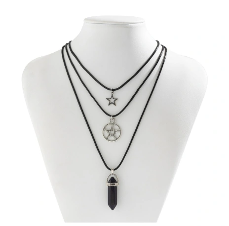 Vintage Multi-Layer Gravel-Style Peace Pendant Necklace For Women