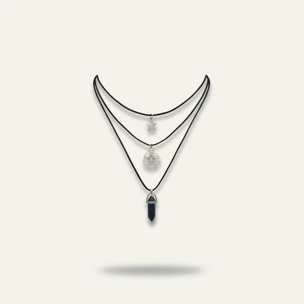 Vintage Multi-Layer Gravel-Style Peace Pendant Necklace For Women