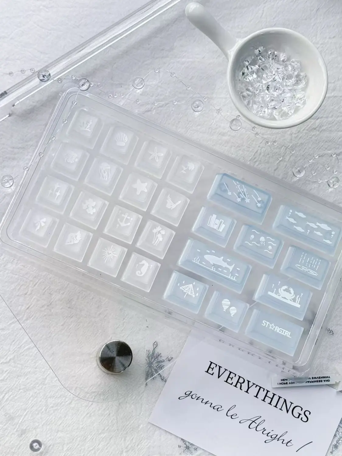 Sleek Blue Keyboard Caps With A Fresh, Cool, And Transparent Design