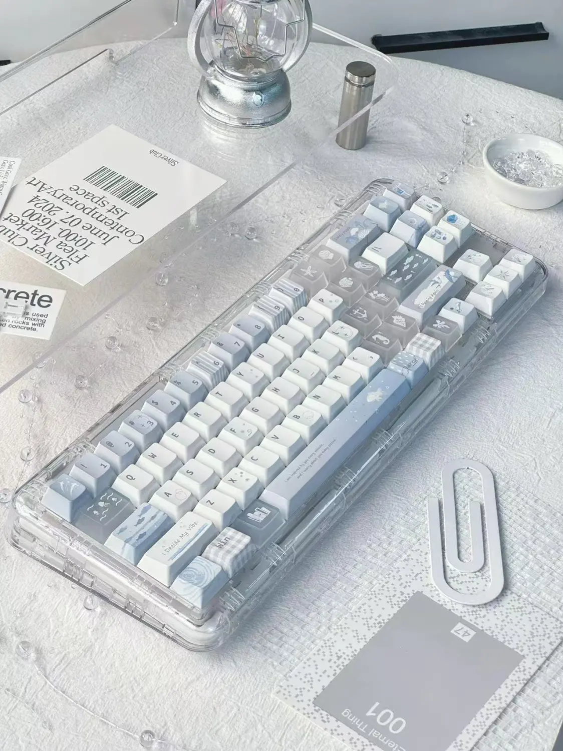 Sleek Blue Keyboard Caps With A Fresh, Cool, And Transparent Design