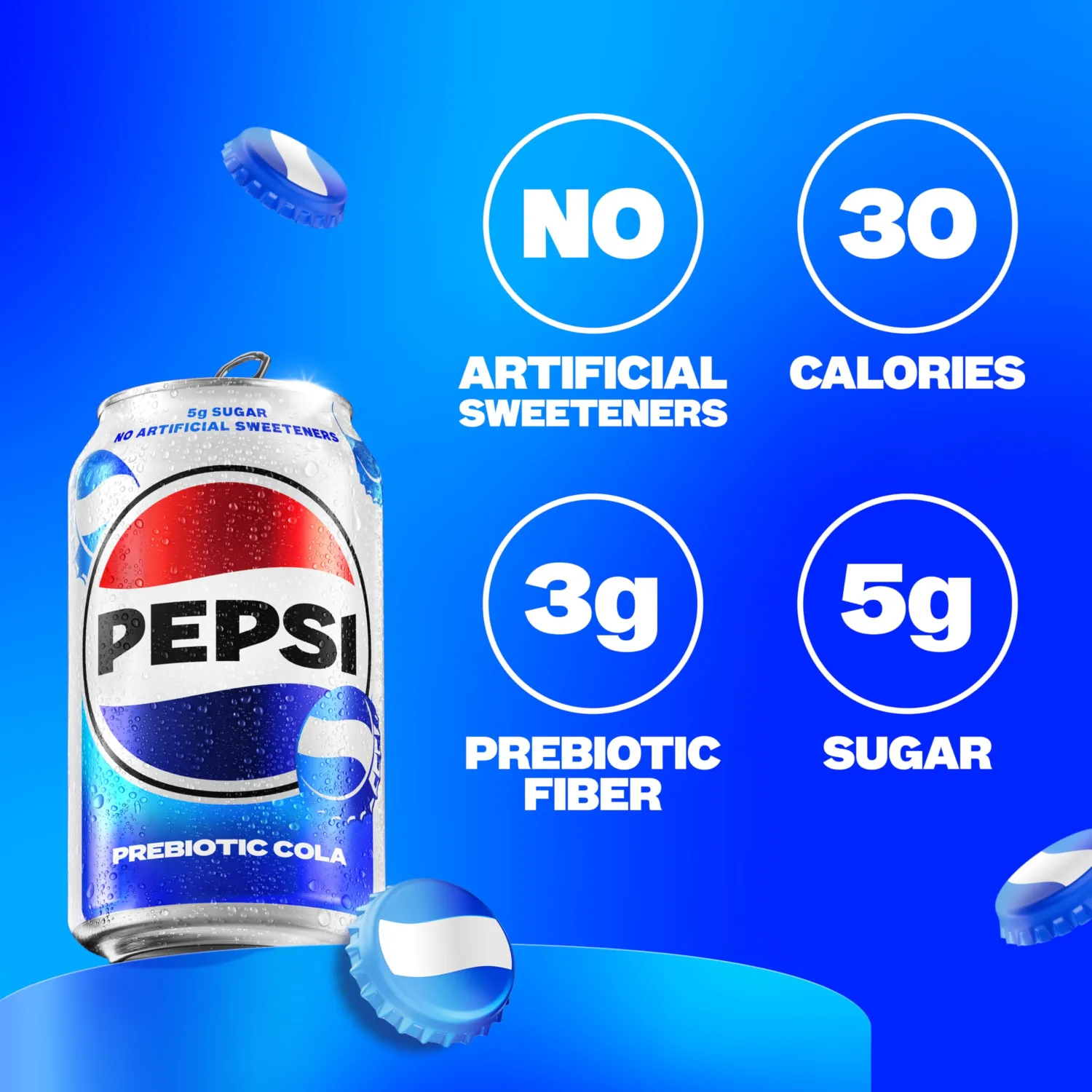 Pepsi Prebiotic Cola, 12 fl oz Cans (8 Pack), 30 Calories, 5g Prebiotic Fiber, 5g Sugar, Soda Pop