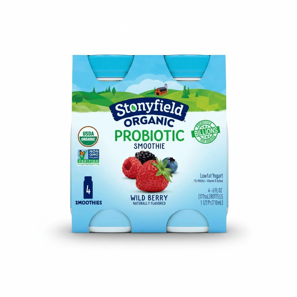 Stonyfield Organic, Low Fat Wild Berry Smoothie, 6 Fl Oz Bottles, 4Ct