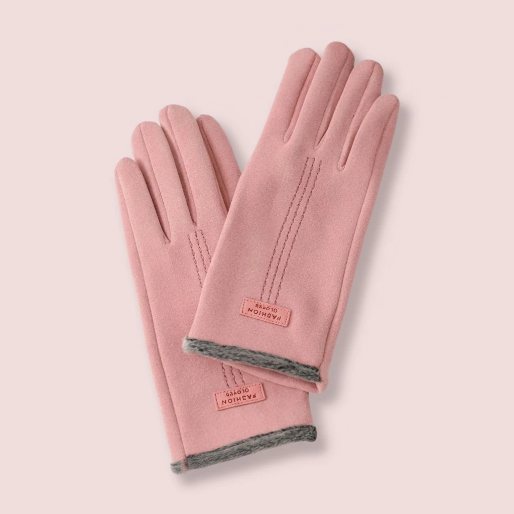 Womens Winter Thermal Gloves Made From Duvet Fabric With Touchscreen Compatibility And Three-Strand Fleece Edges