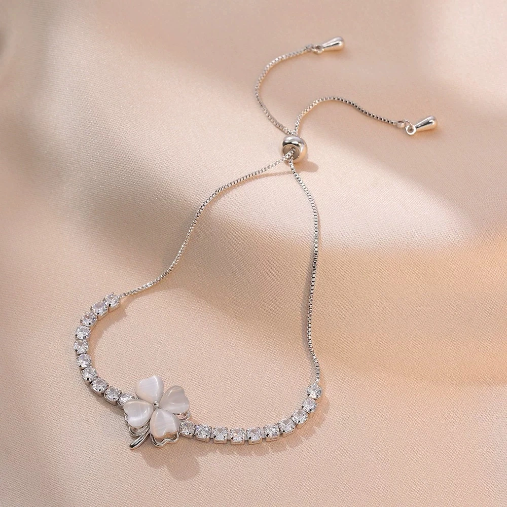 Four-Leaf Clover Cats-Eye Rotatable Jewelry Set