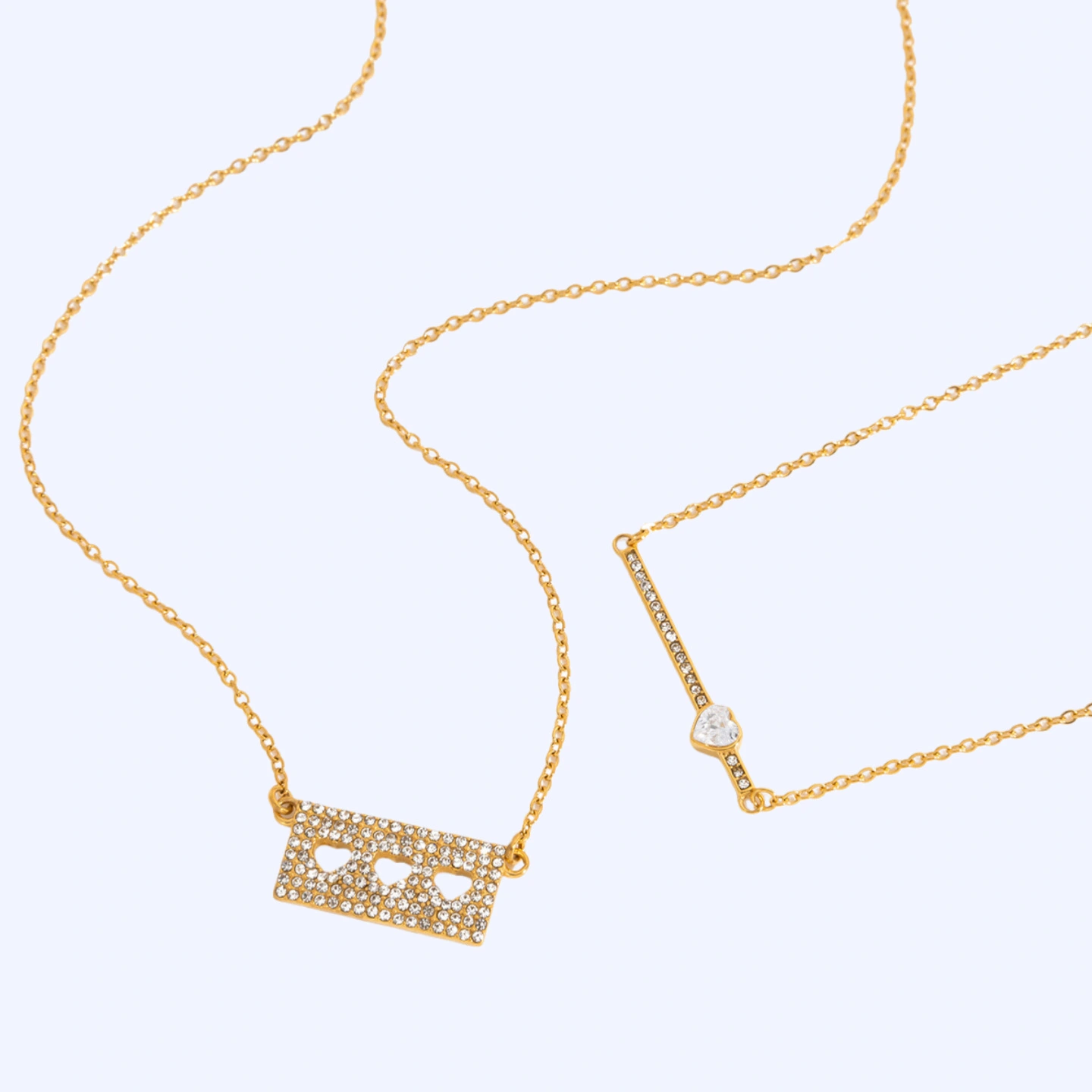 Sweet-style 18K Gold Stainless Steel Zircon Heart Necklace Simple Yet Luxurious