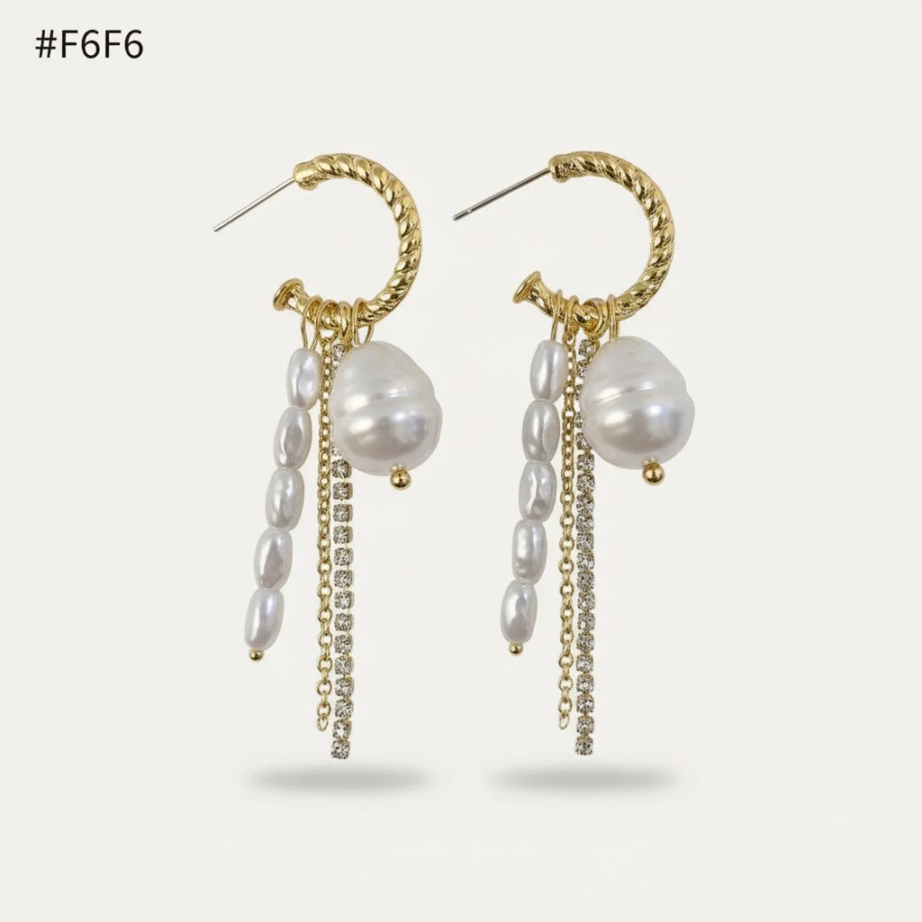 Silver Needle French-style Fashionable Geometric C-shaped Tassels Natural