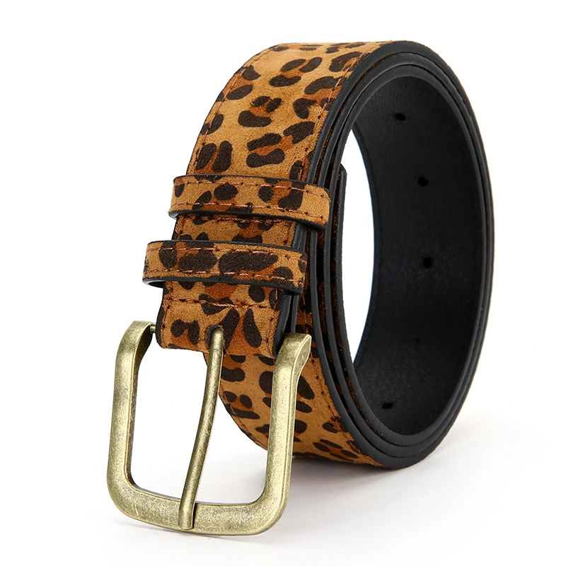 Leopard-print Belt With A Stylish Alloy Pin Buckleperfect For Any Pair Of Pants