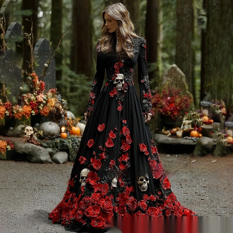 New Autumn American-Style Fashionable Halloween Dress With Digital Print