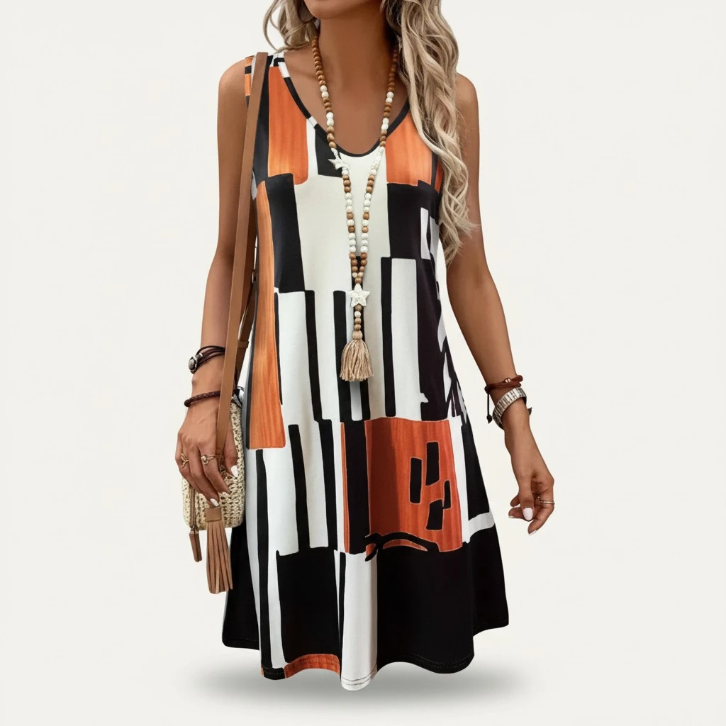 Casual Versatile And Stylish Striped V-neck Dress