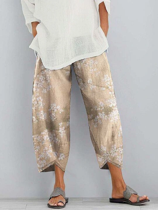 3D-printed Fashion-forward Capri Wide-leg Pants