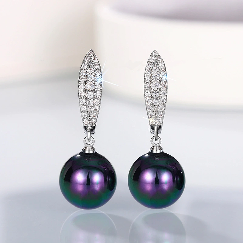 Magical Black Fashion Design Earrings With Zircon
