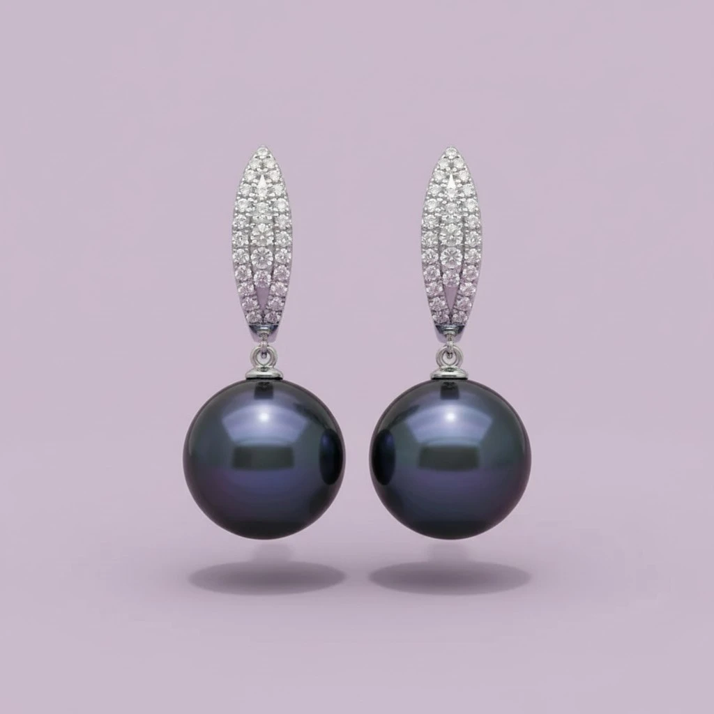 Magical Black Fashion Design Earrings With Zircon