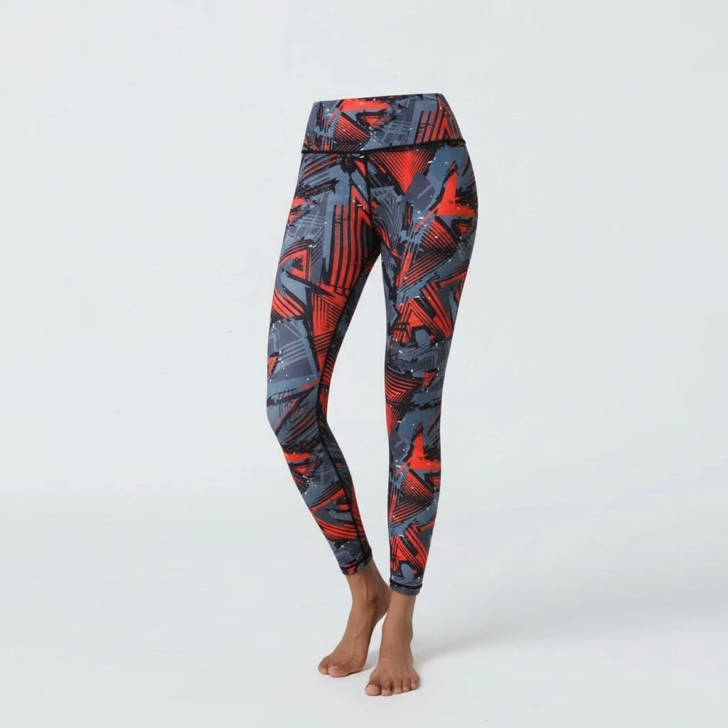 Womens High-Waisted Stretchy Printed Athletic Yoga Fitness Pants