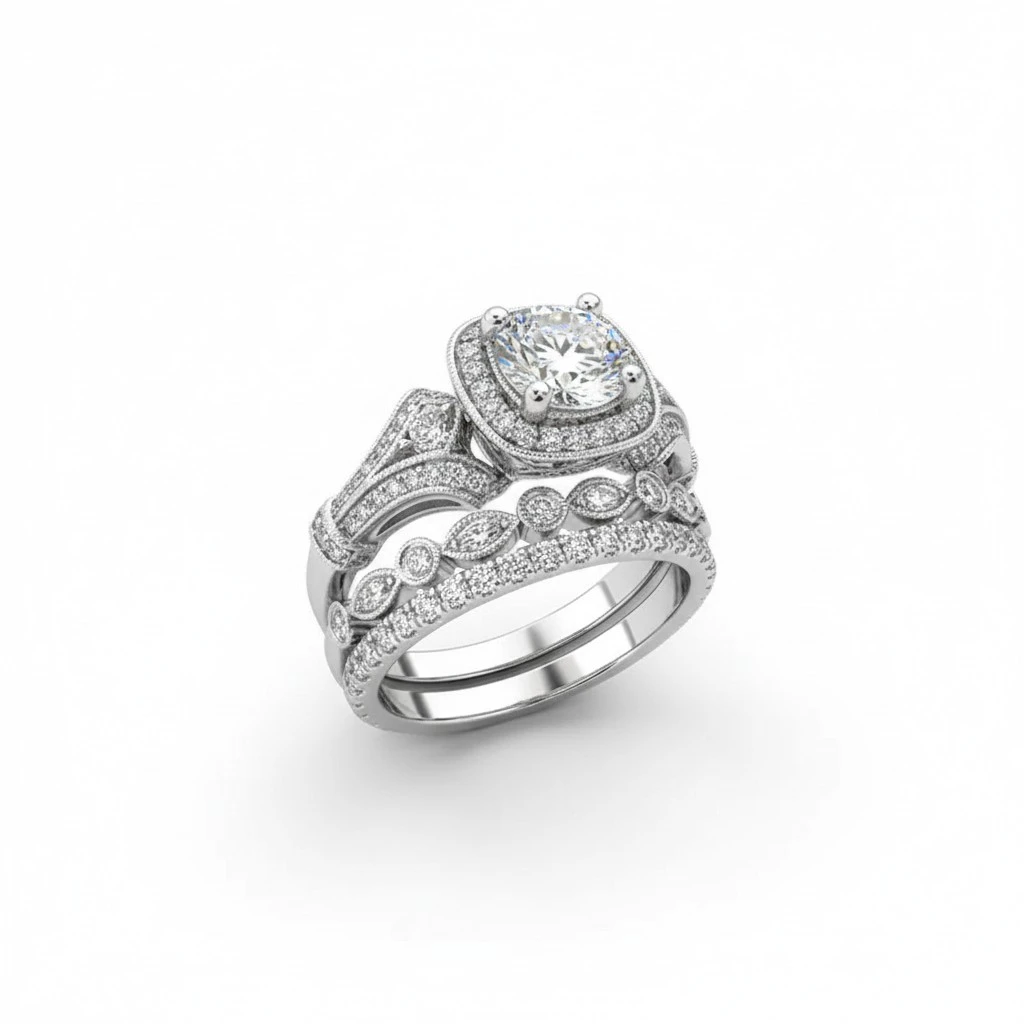 Three-piece Zircon Ring For European And American Women
