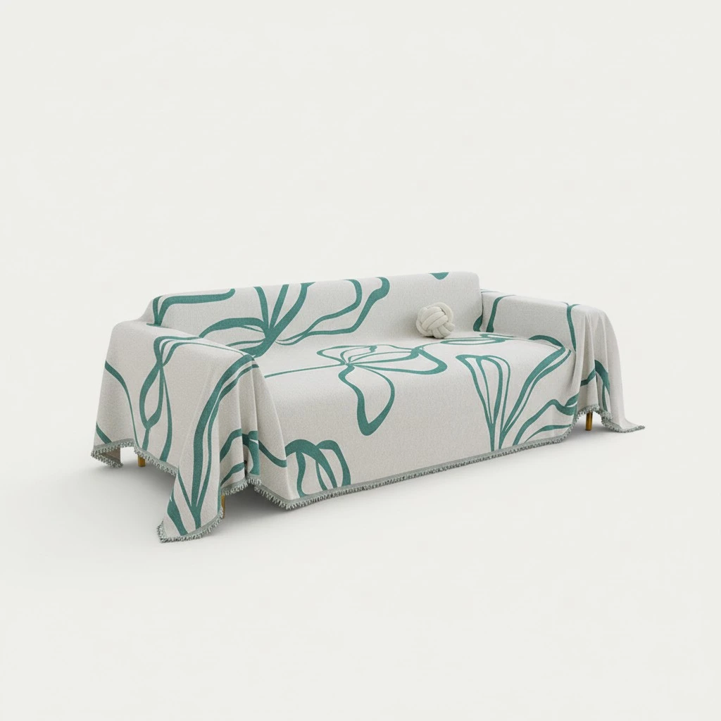 Simple Floral Sofa Cover And Cushion