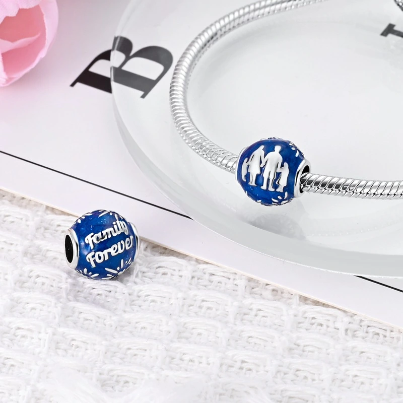Silver-plated Copper Love Beads For A Happy Family DIY Loose Heart-shaped Beads For Jewelry Making