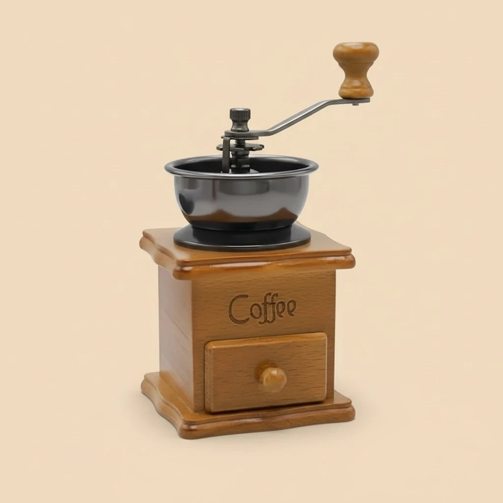 Brown Retro Solid Wood Manual Coffee Grinder