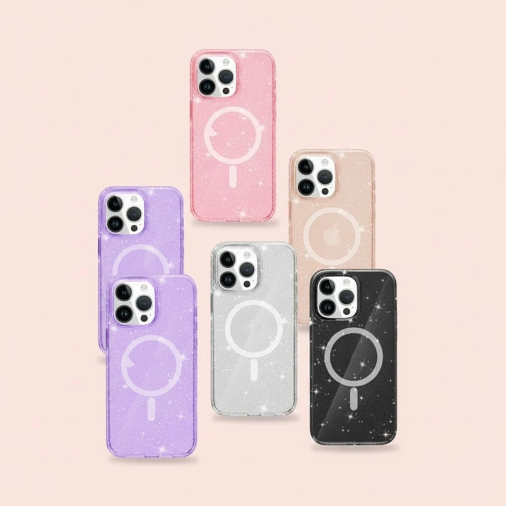 Transparent Glitter Magnetic Phone Case With Drop-resistant Hard Shell