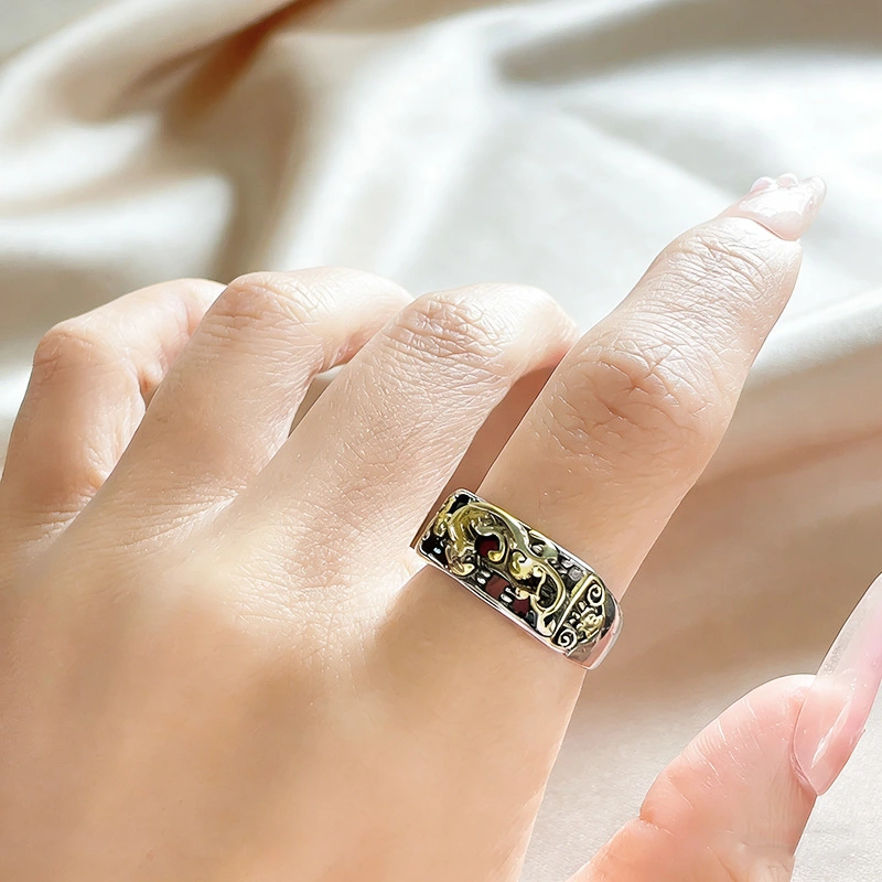 Pixiu Abacus Ring For Men & Women  Vintage Distressed, High-End, Minimalist & Trendy Niche Open Ring