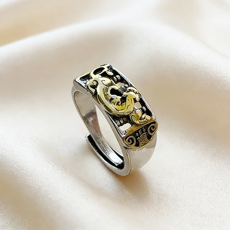 Pixiu Abacus Ring For Men & Women  Vintage Distressed, High-End, Minimalist & Trendy Niche Open Ring