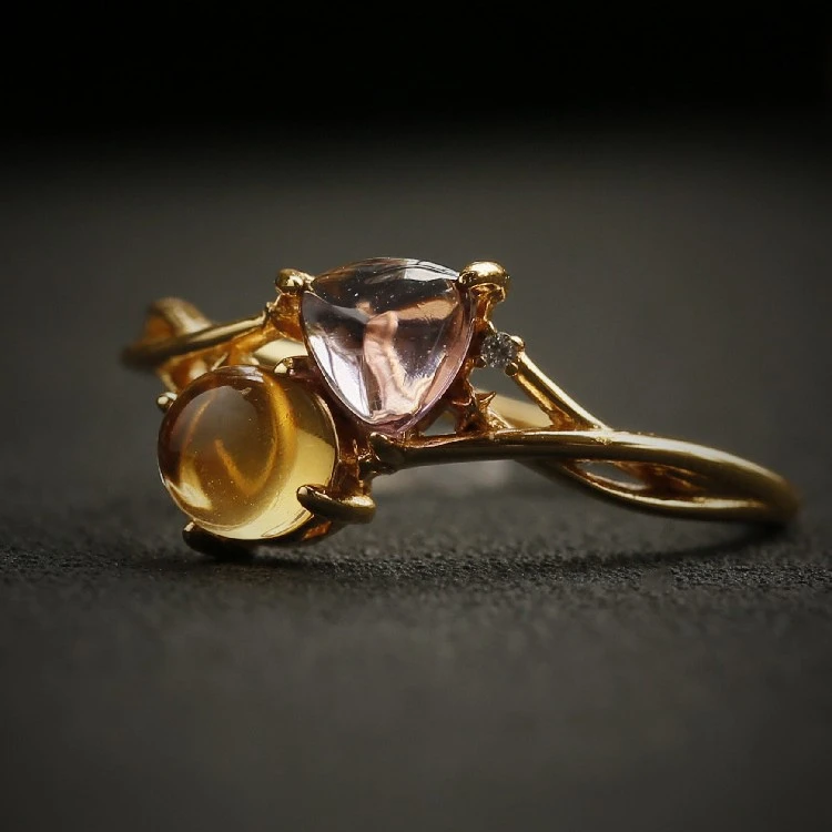 High-end Two-tone Waterdrop Zircon Ring