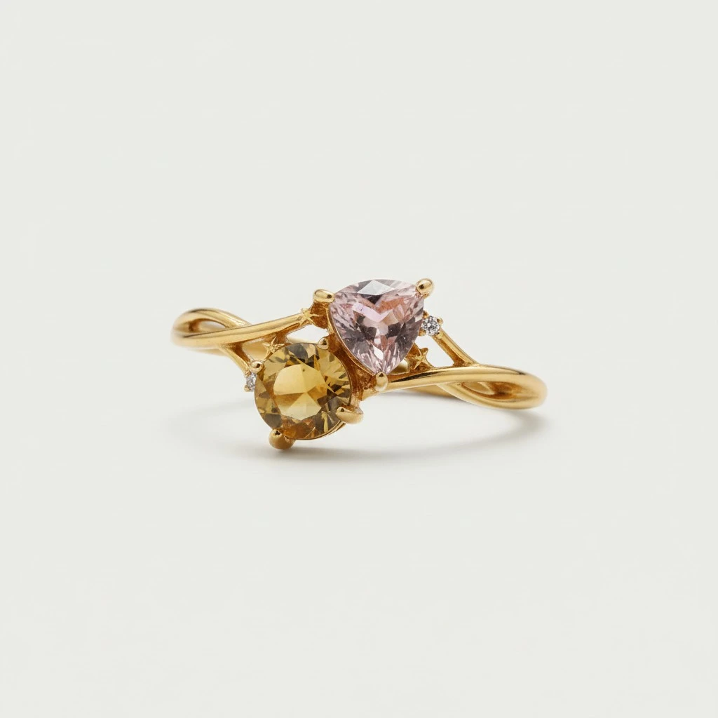 High-end Two-tone Waterdrop Zircon Ring