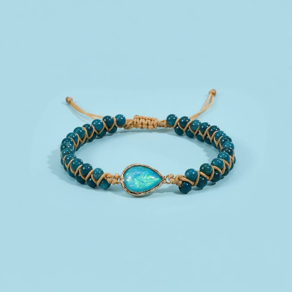 Cross-border Natural Stone Bracelet Water Drop Shape Sapphire Couple Woven Bracelet