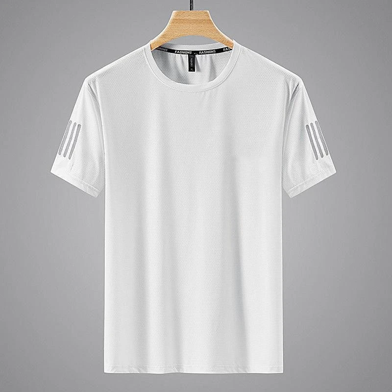 Summer Solid Color Round Neck Top Clothing Speed Sporty Simplicity Ice T-shirt Men