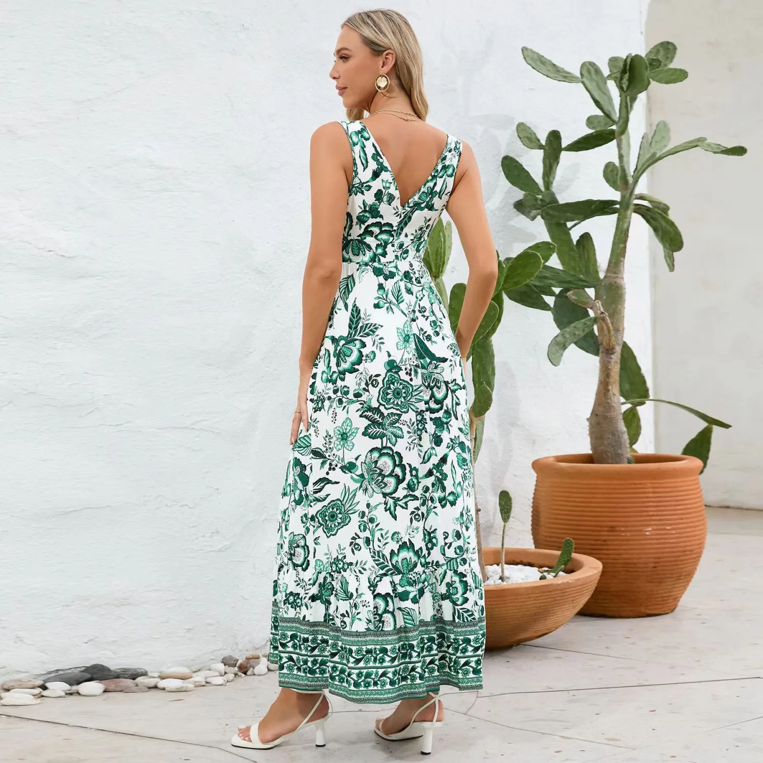 Summer European And American Womens Floral-print Dress