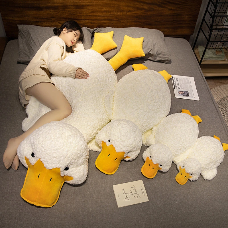 Cute Cartoon-style Lying-down Duck Throw Pillow Plush Toy Doll