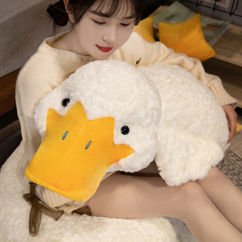 Cute Cartoon-style Lying-down Duck Throw Pillow Plush Toy Doll