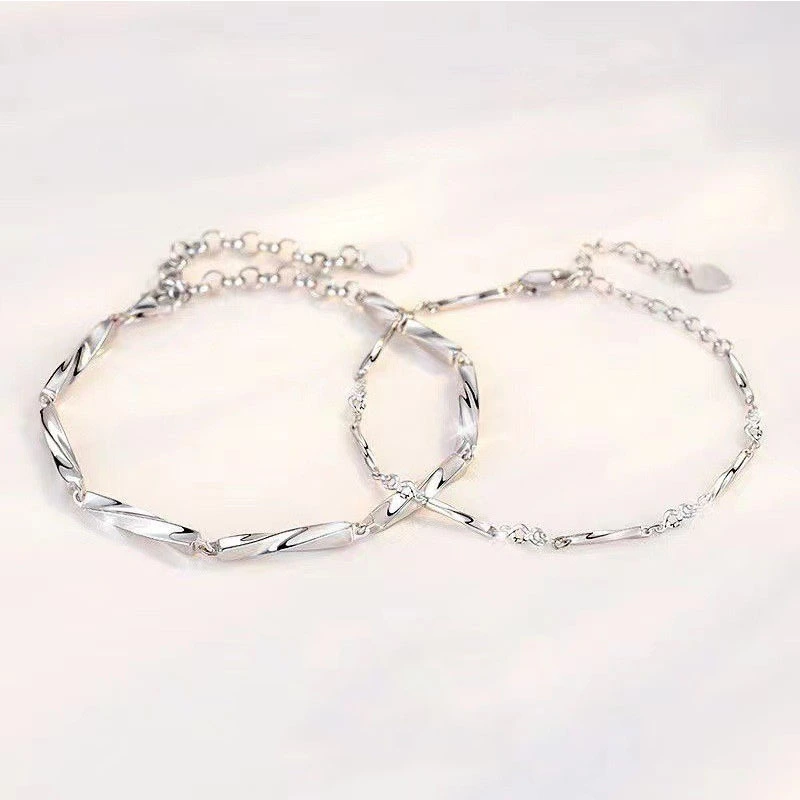 Fashionable Couple Bracelets Sterling Silver Plated