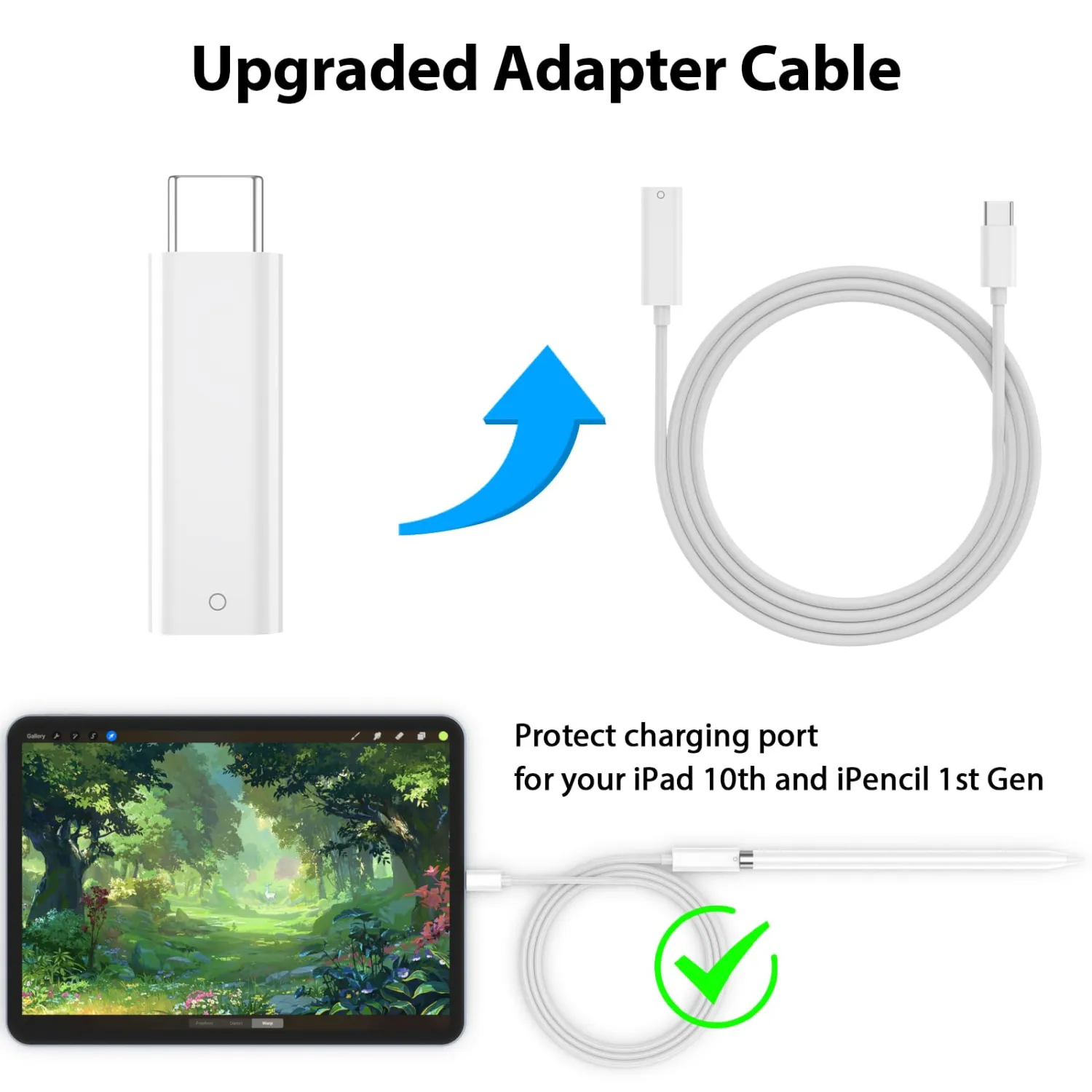 Pencil Charger Adapter for Apple Pencil 1st Generation Pair for iPad 10th, USB C to Pencil Adapter Only for iPencil 1st, USBC to for Lightning Pencil Charging Connector Dongle Cable for iPad 11th A16
