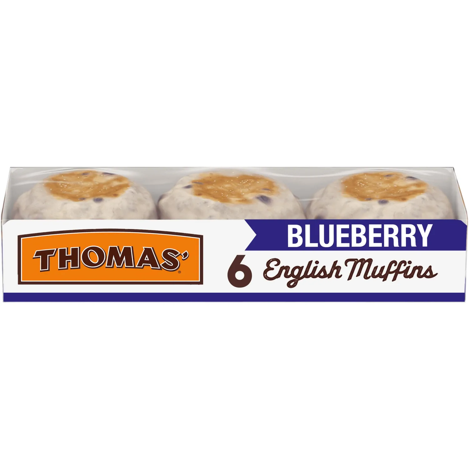Thomas’ Blueberry English Muffins, Naturally and Artificially Flavored, 6 Count, 13 Oz Package of English Muffins
