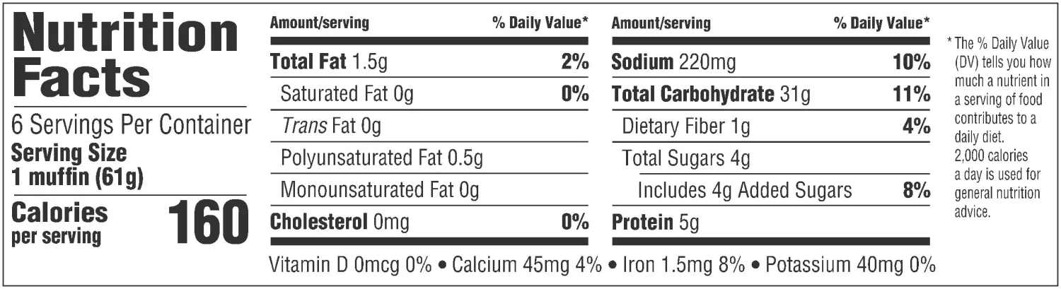Thomas’ Blueberry English Muffins, Naturally and Artificially Flavored, 6 Count, 13 Oz Package of English Muffins